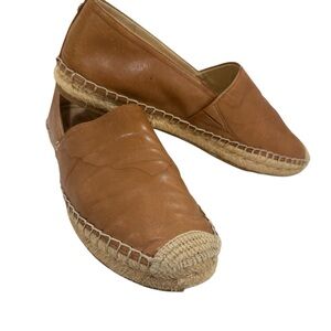 Sam Edelman Kesia Espadrille Flat In Latte Leather Casual Shoes 9.5
